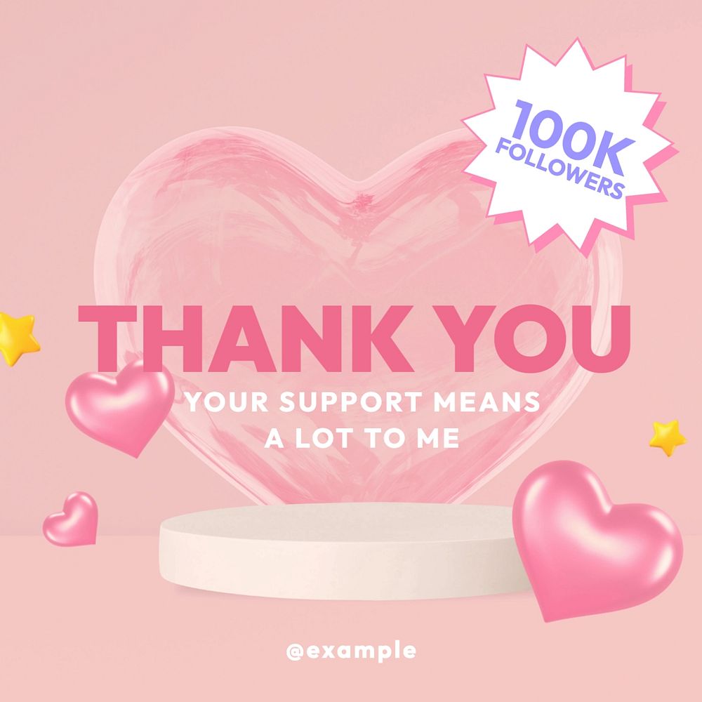 Thank you followers Instagram post template, editable text