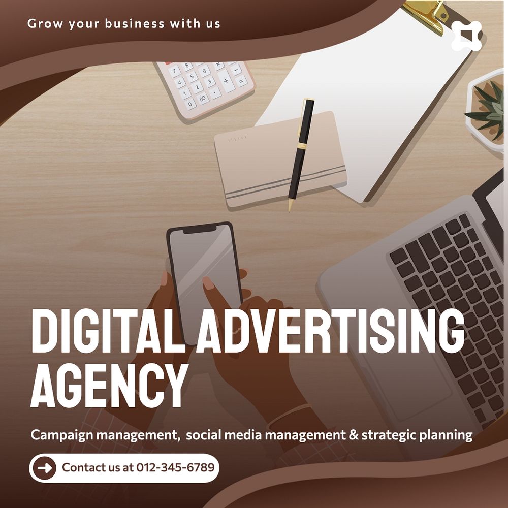 Digital advertising agency Instagram post template, editable text