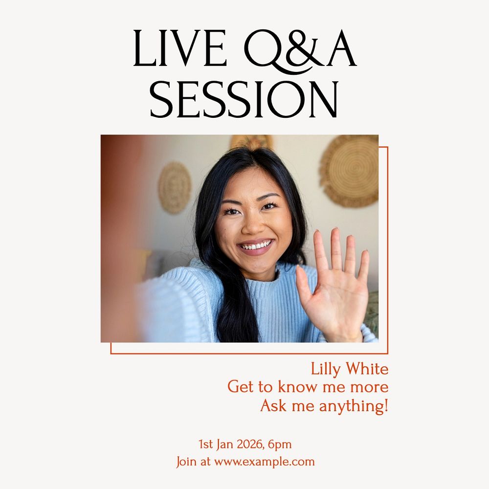 Live Q&A Instagram post template, editable design