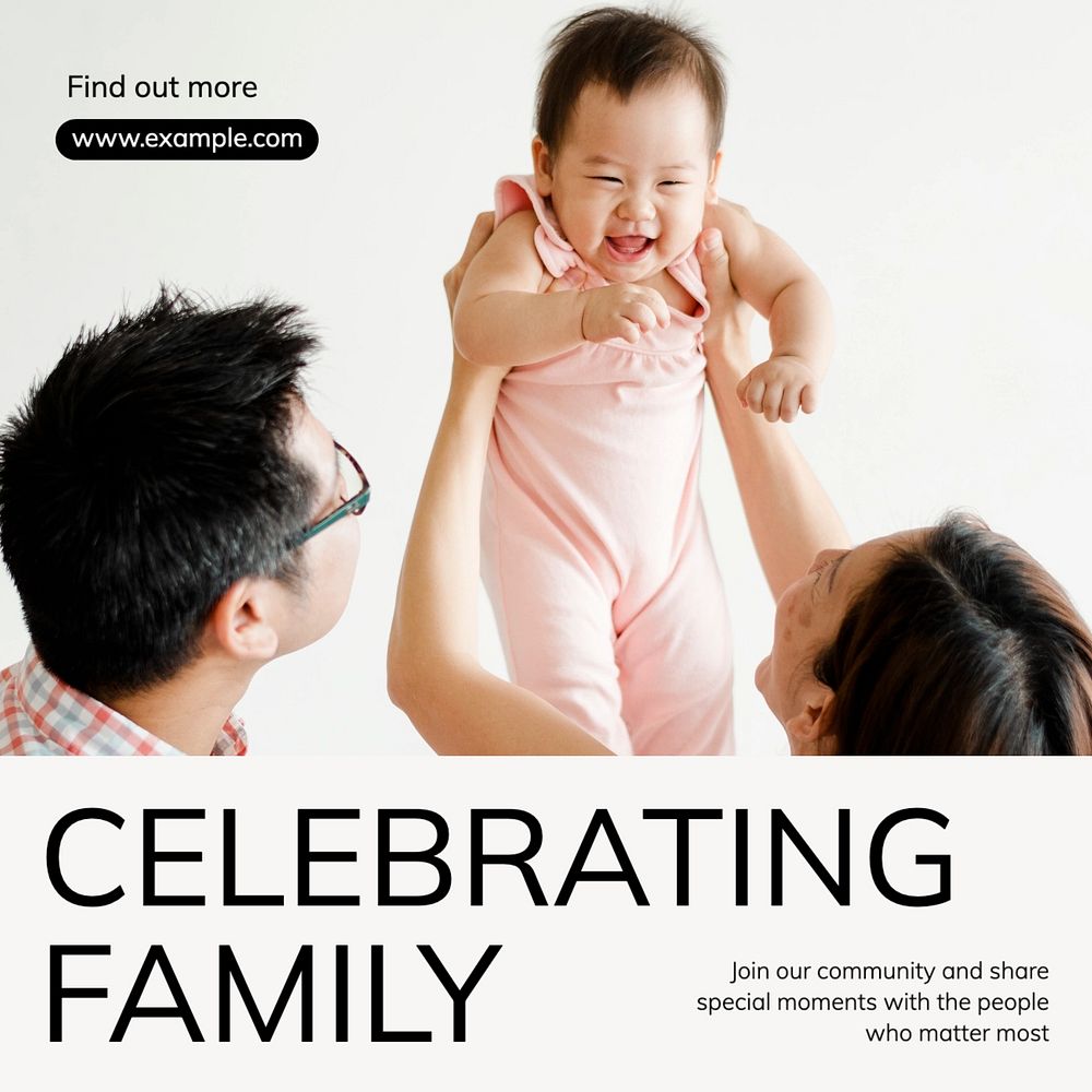 Celebrating family Instagram post template, editable text