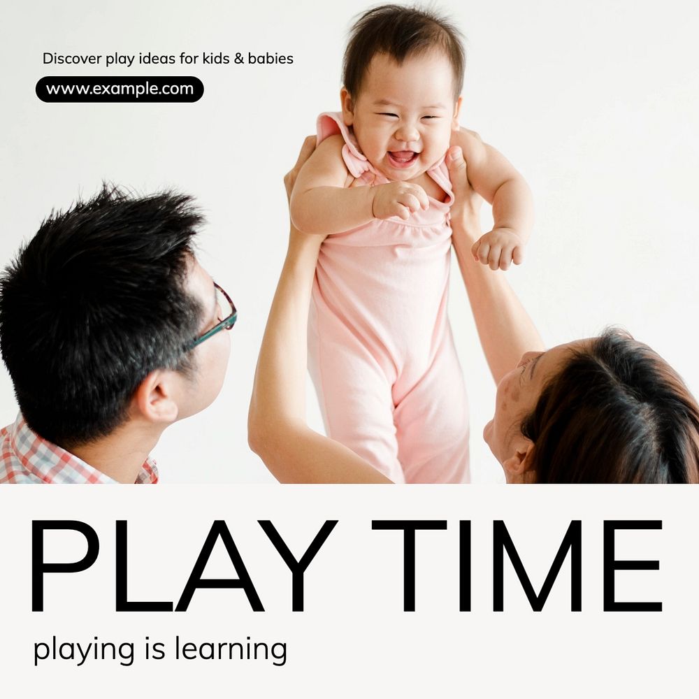 Play time Instagram post template, editable text