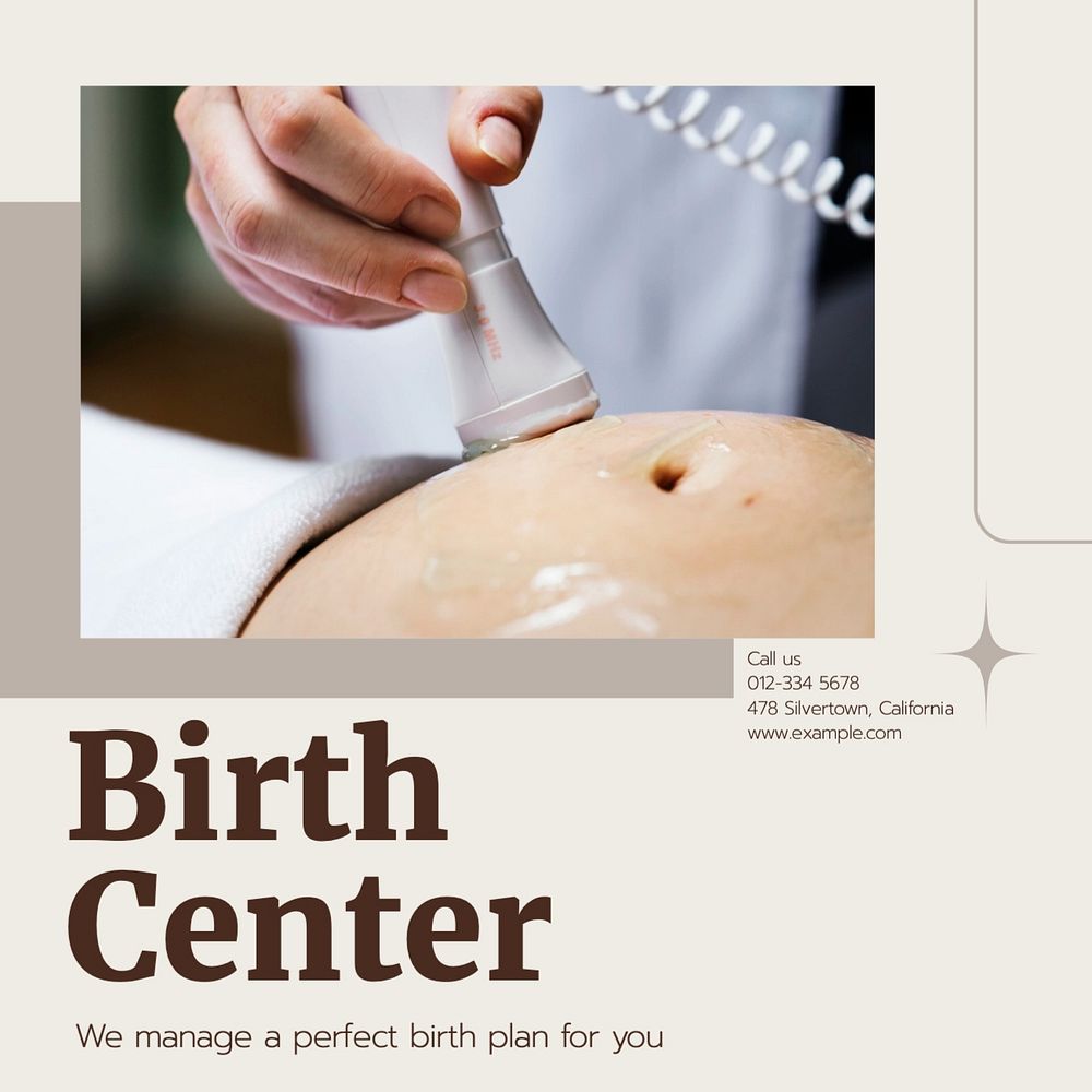 Birth center Instagram post template, editable text