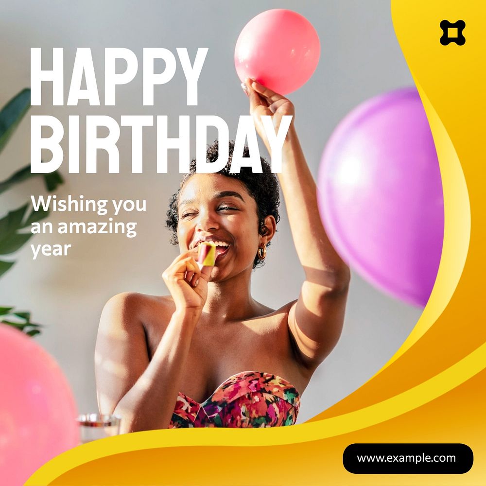 Happy birthday Instagram post template, editable text