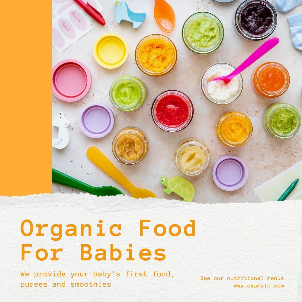 Baby food Instagram post template, editable text