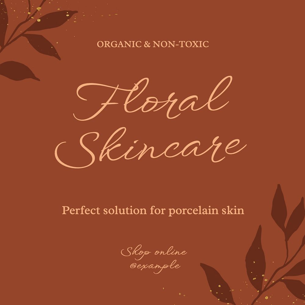 Floral skincare Instagram post template, editable text