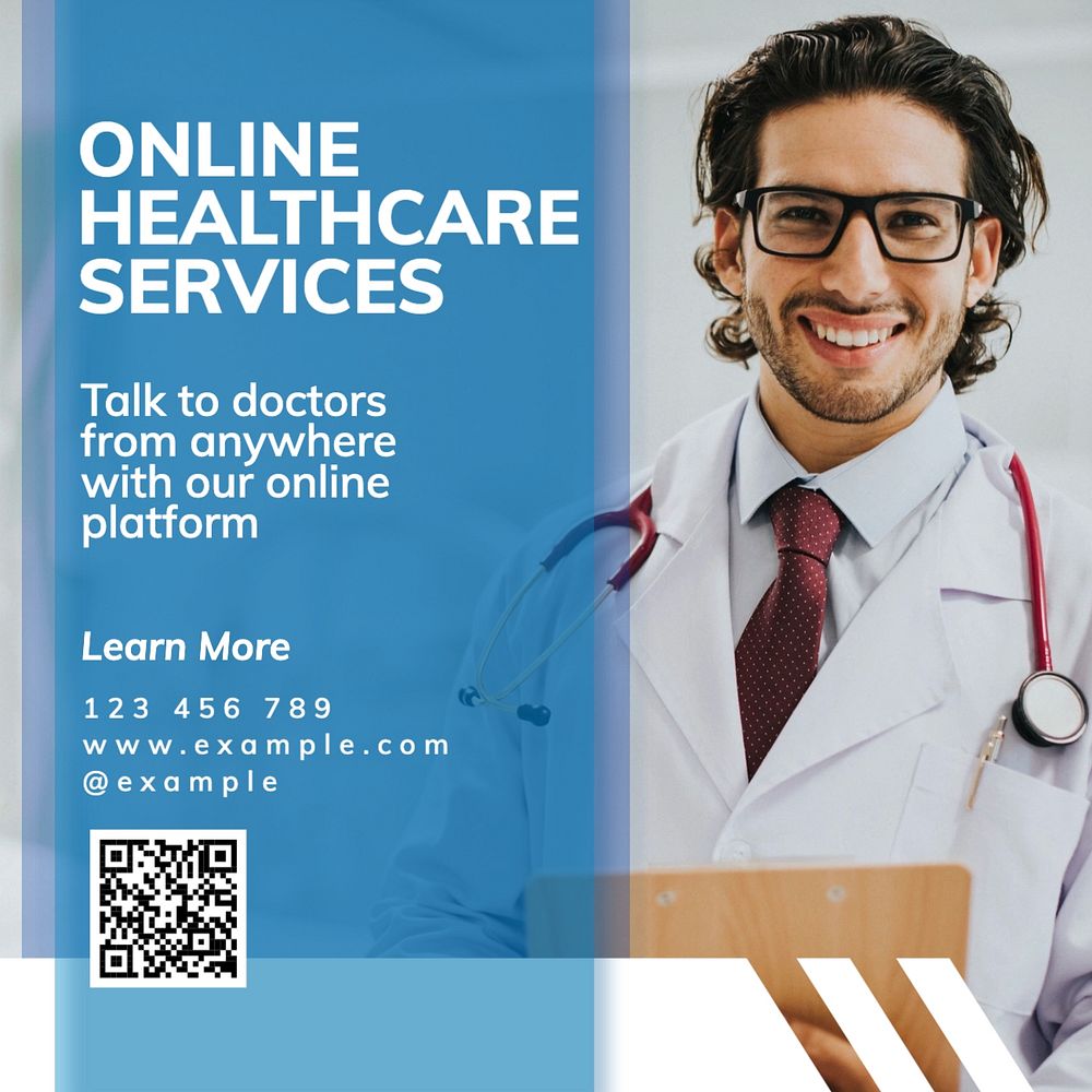 Online Healthcare Services Instagram post template, editable text