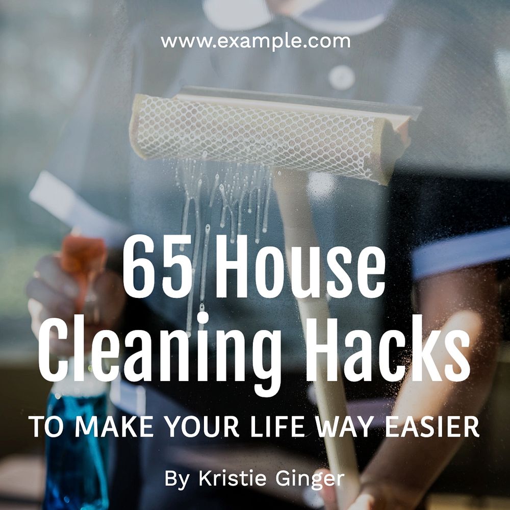 Cleaning hacks Instagram post template, editable text