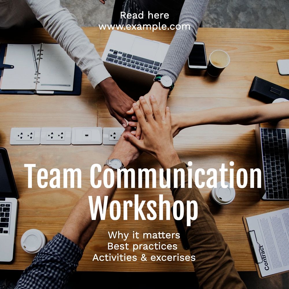 Team communication workshop Instagram post template, editable text