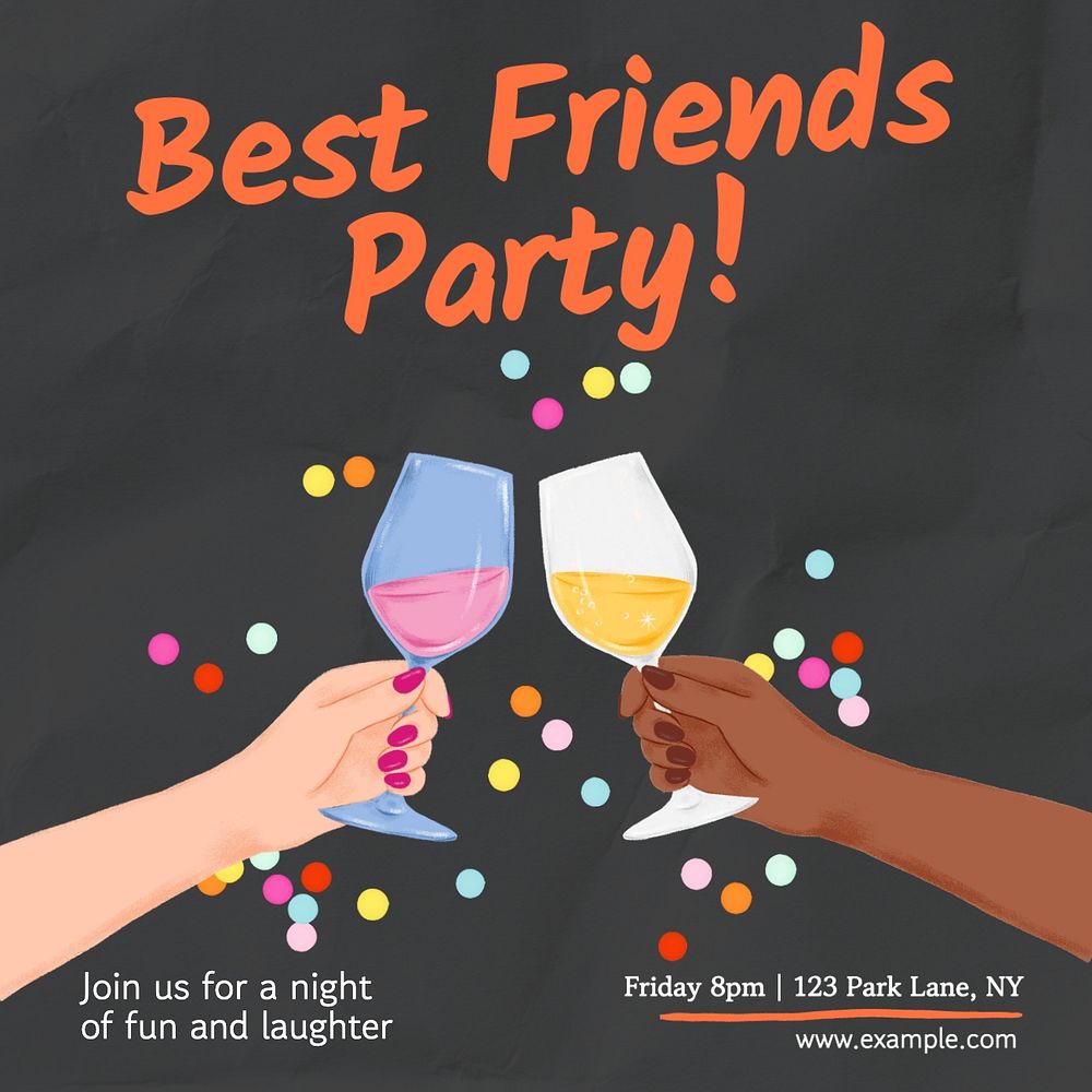 Best friends party Instagram post template, editable text