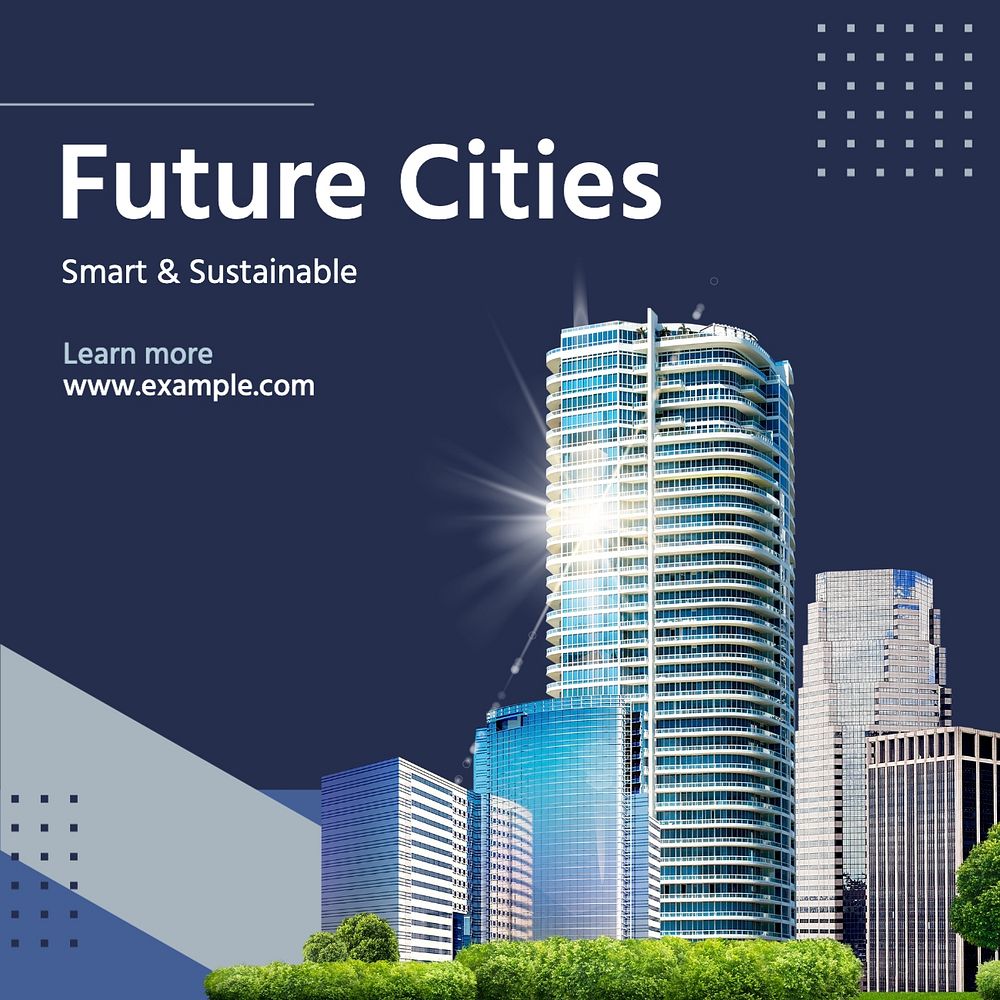 Future city Facebook post template, editable design