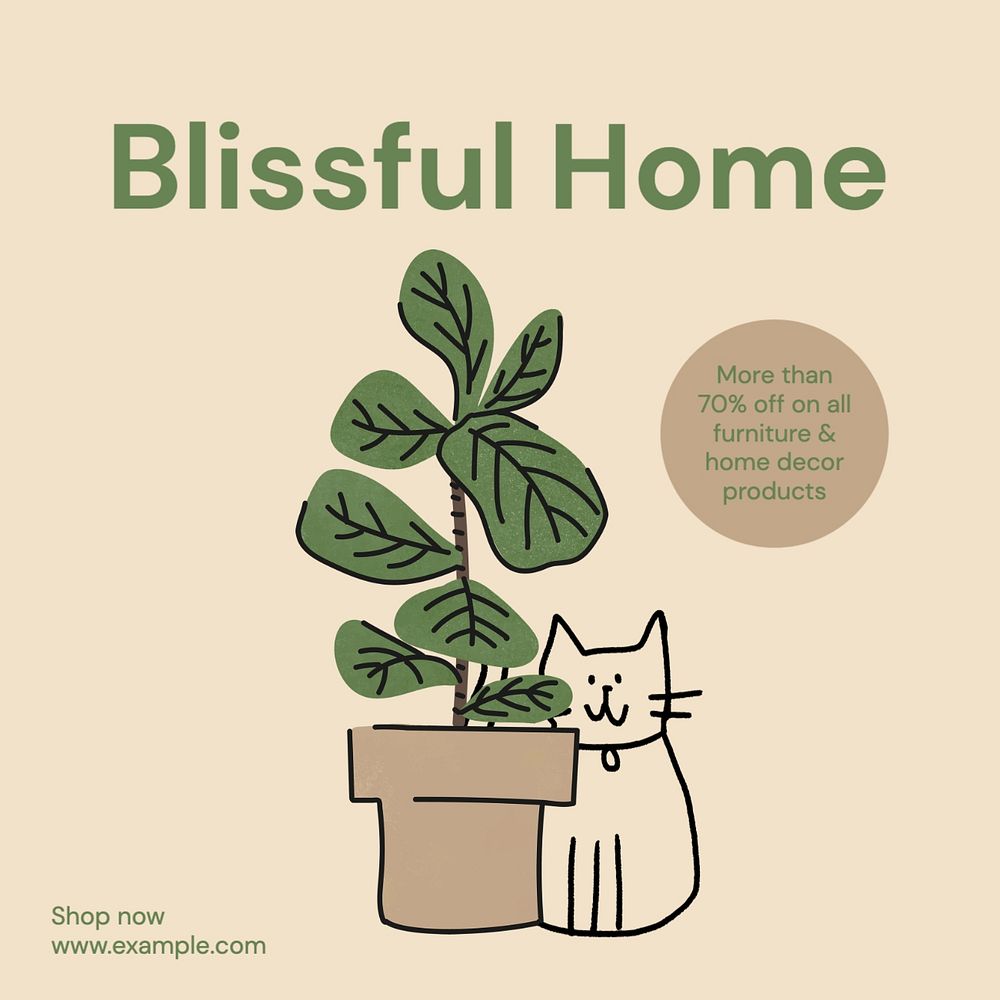 Blissful home Facebook post template, editable design