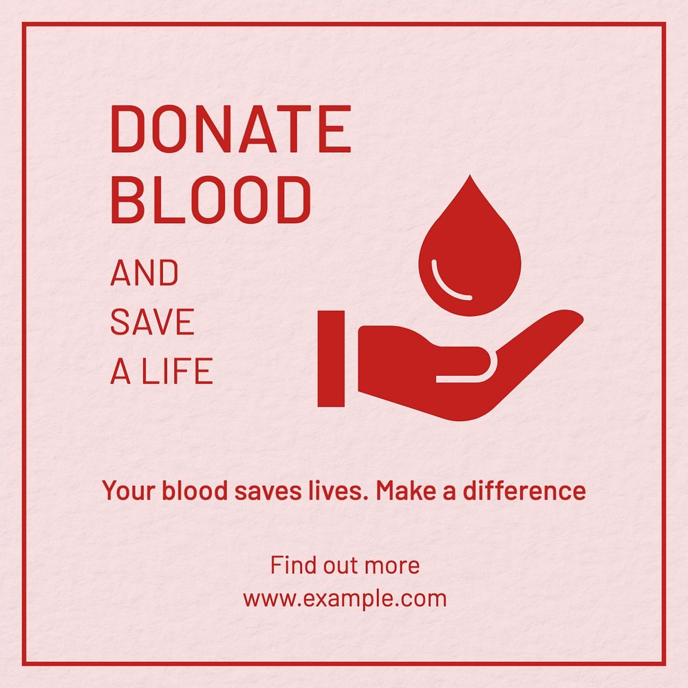 Donate blood Instagram post template, editable text