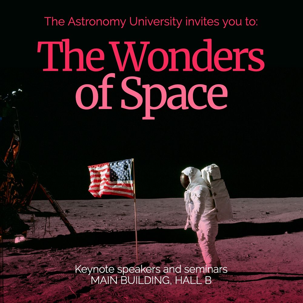 Wonders of space Instagram post template, editable text