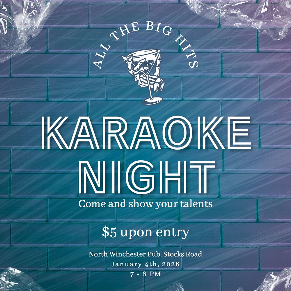 Karaoke night Instagram post template, editable text