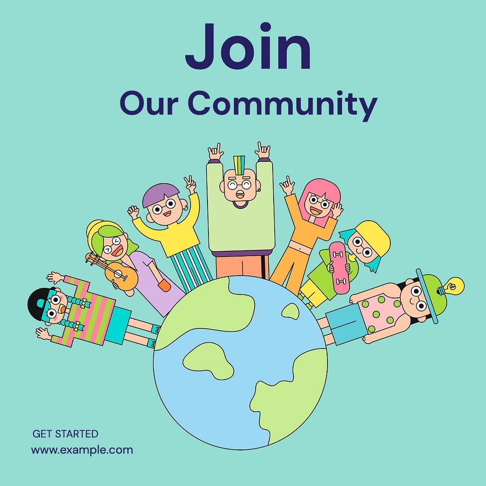 Join our community Instagram post template, editable text