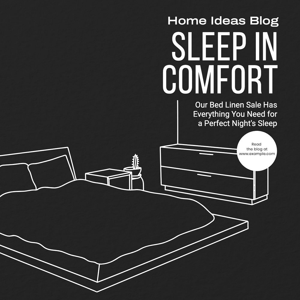 Sleep in comfort Instagram post template, editable text