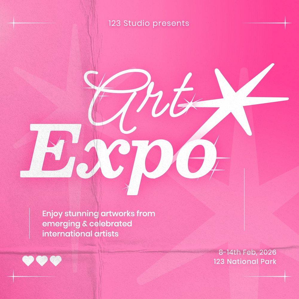 Art expo Instagram post template, editable text