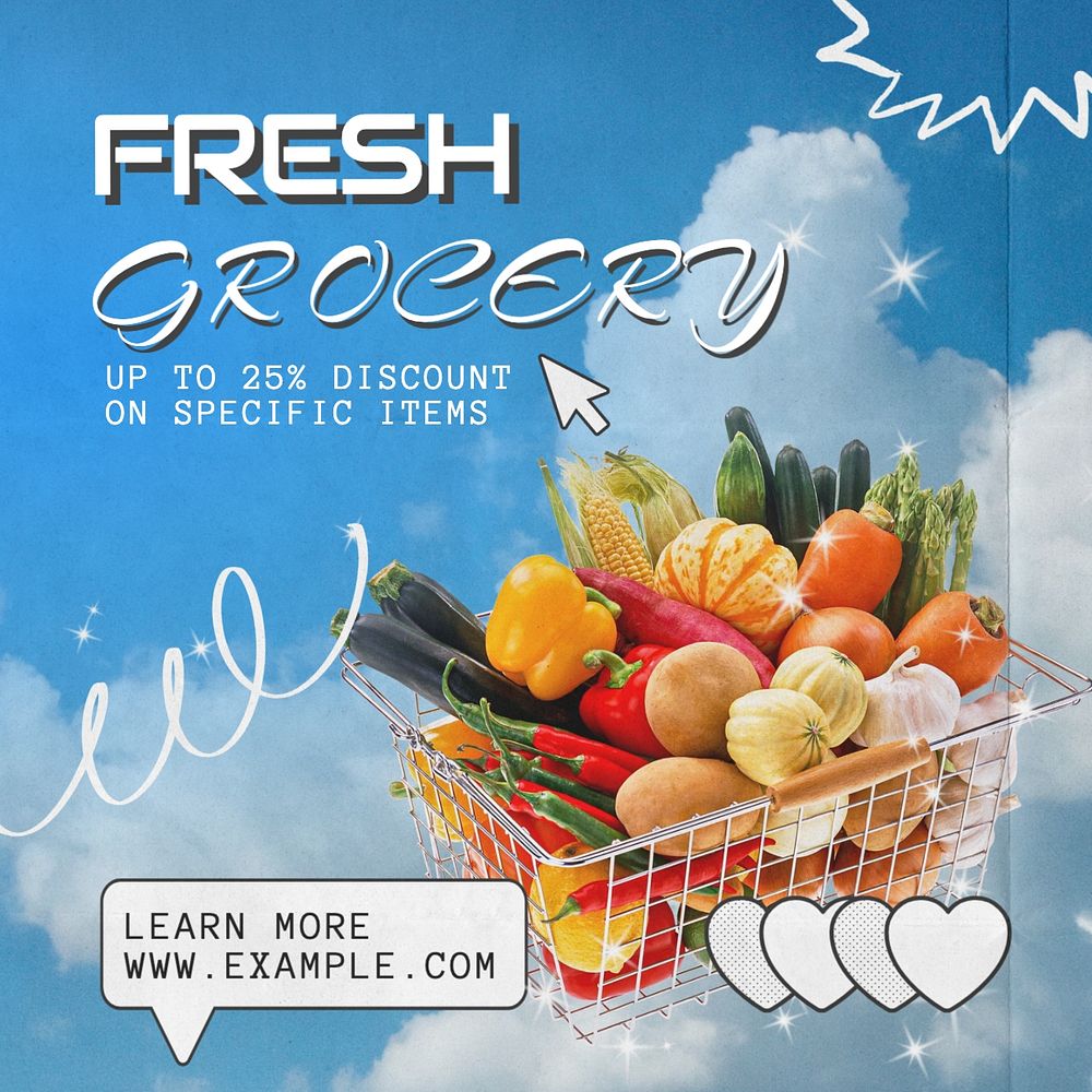 Fresh Grocery Instagram post template, editable text