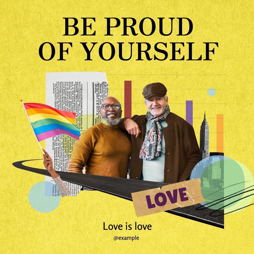 Be proud Instagram post template, editable text