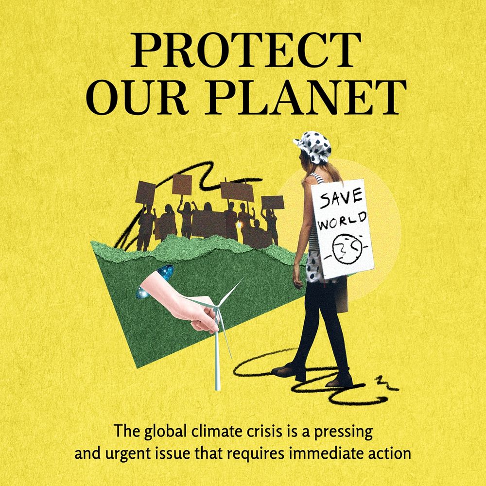 Protect our planet Instagram post template, editable text