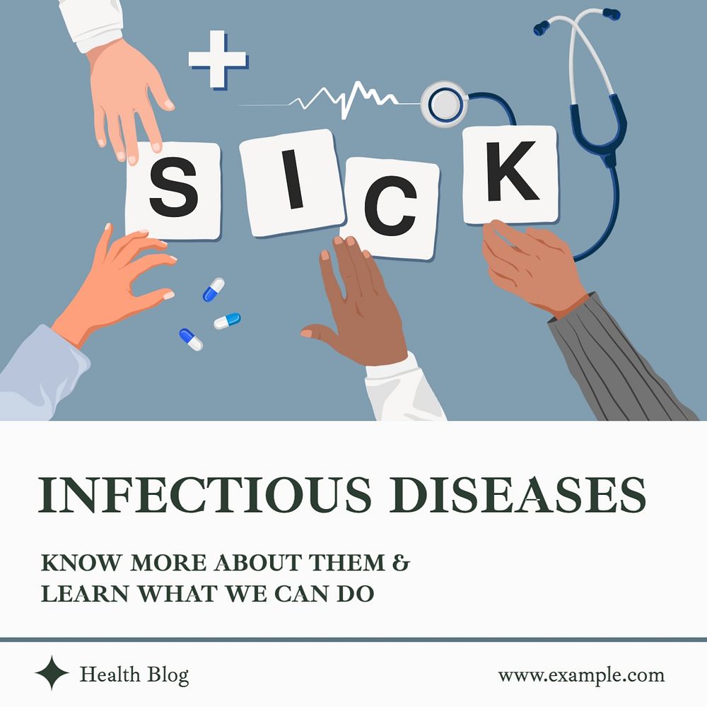 Infectious disease Instagram post template, editable text