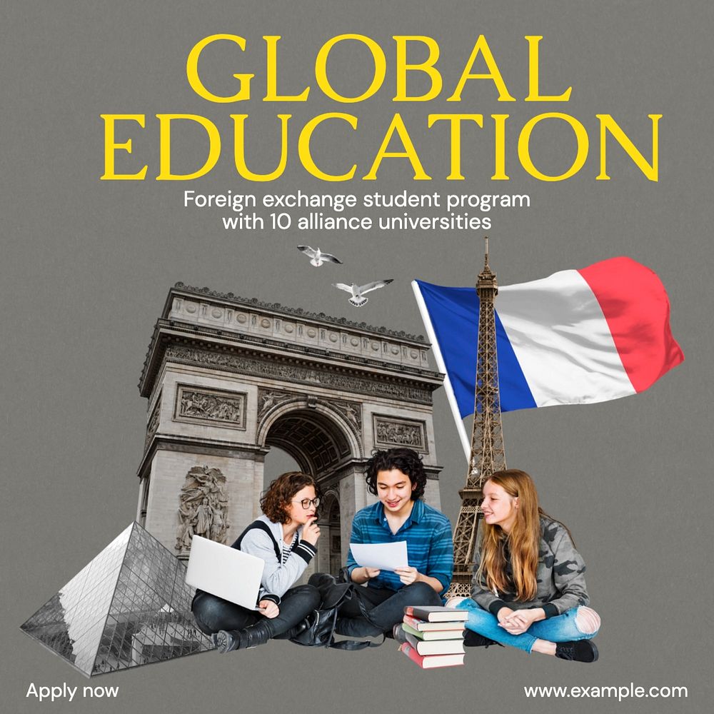 Global education Instagram post template, editable text