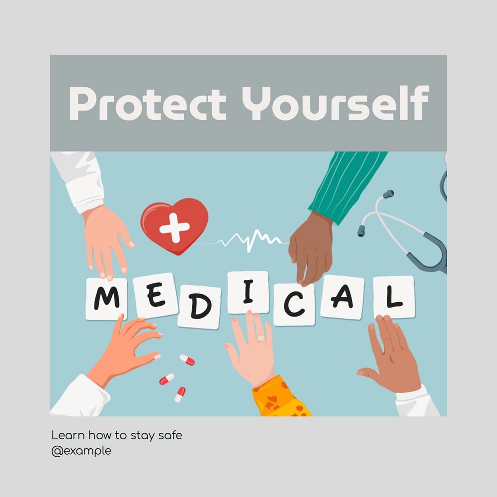 Protect yourself Instagram post template, editable text