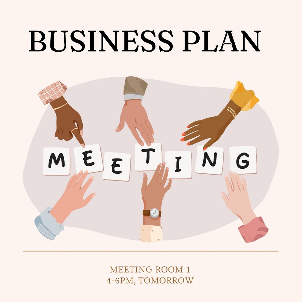 Business plan Instagram post template, editable text