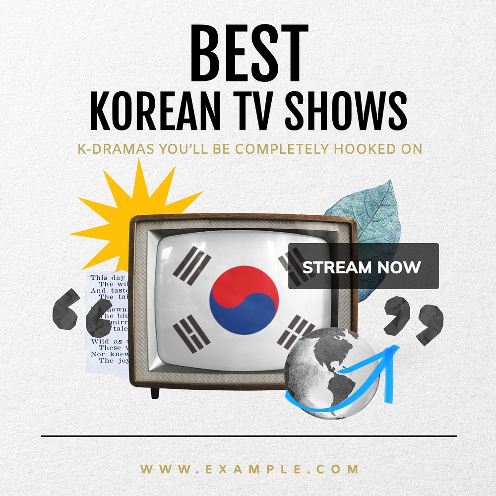 Korean tv Instagram post template, editable design