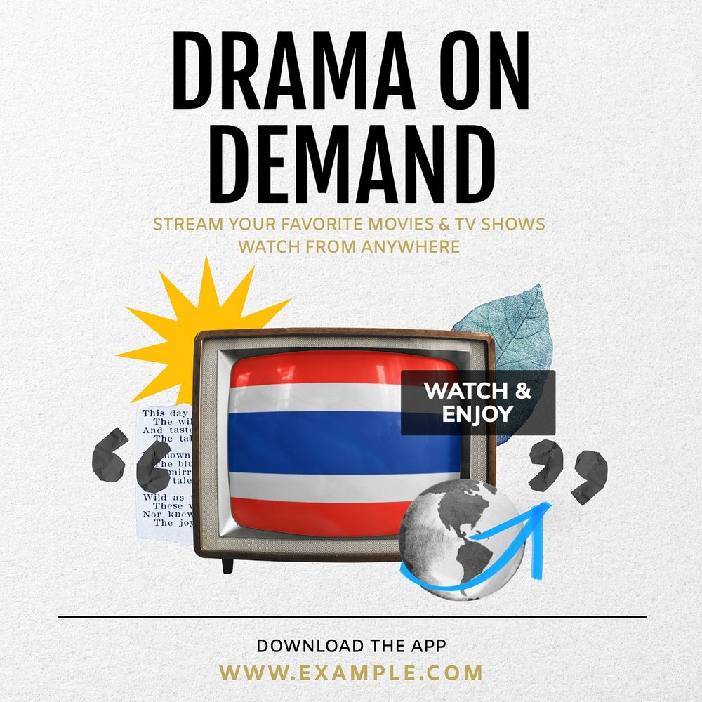 Drama on demand Instagram post template, editable design