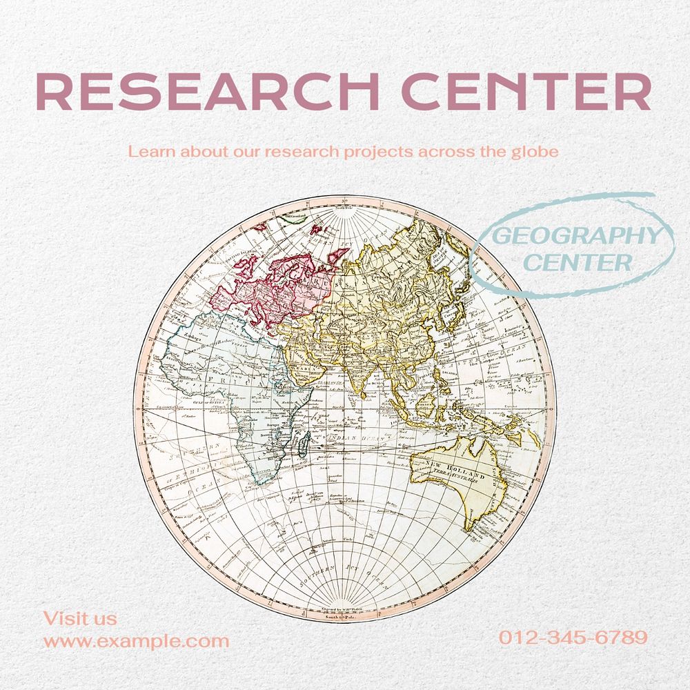 Research center Instagram post template, editable text