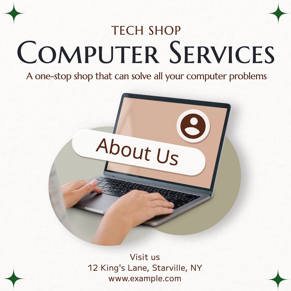 Computer services Instagram post template, editable text