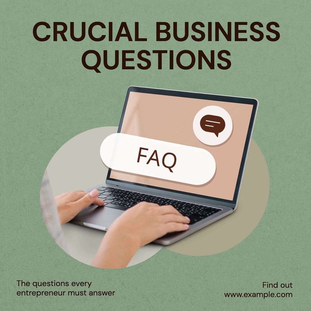 Business questions Instagram post template, editable text