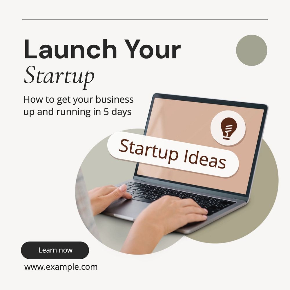 Launch your startup Instagram post template, editable text