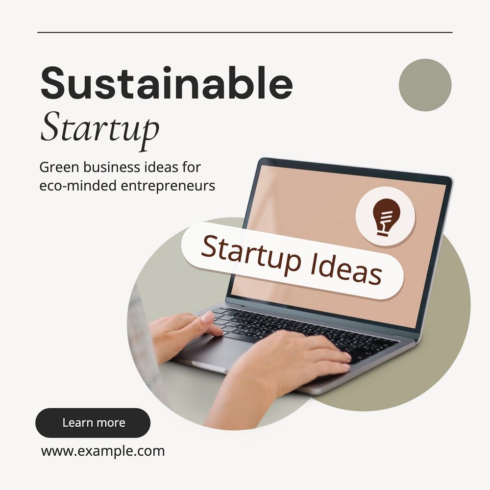 Sustainable startup Instagram post template, editable text