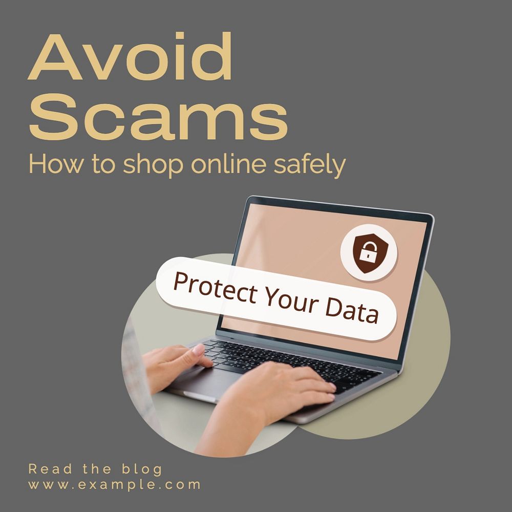 Avoid scams Instagram post template, editable text