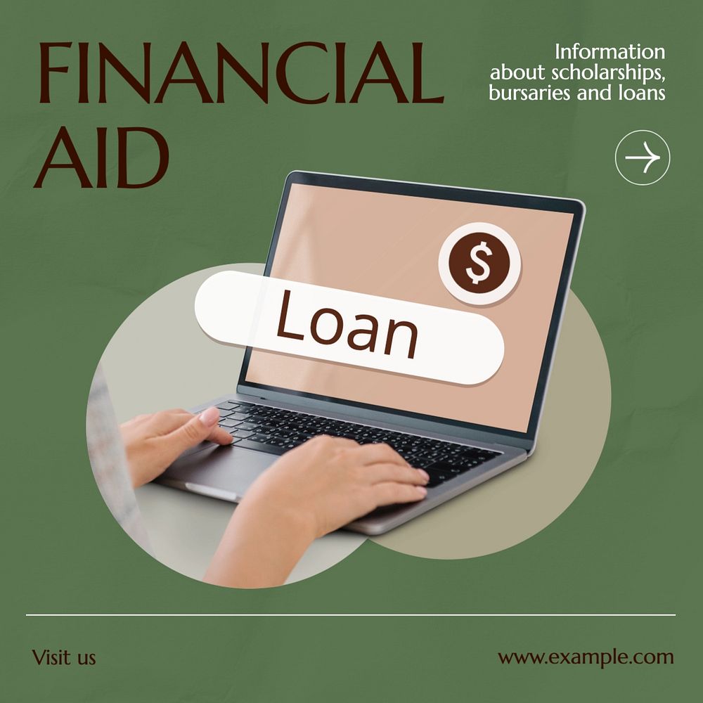 Financial aid Instagram post template, editable text