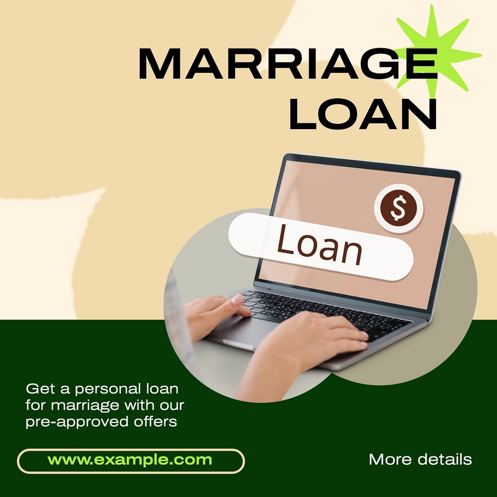 Marriage loan Instagram post template, editable text