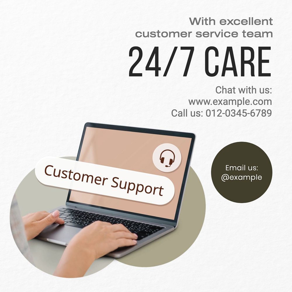 Customer support Instagram post template, editable text