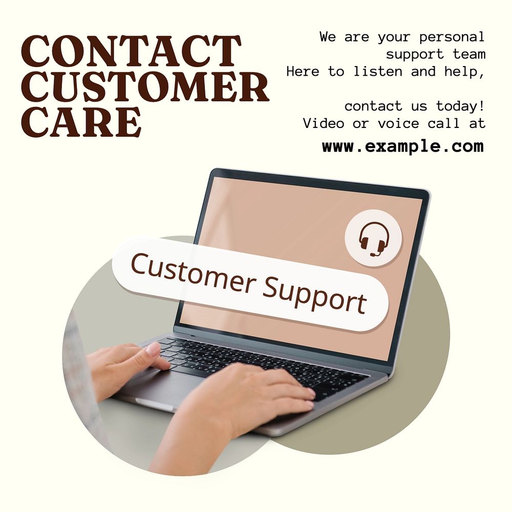 Customer care Instagram post template, editable text
