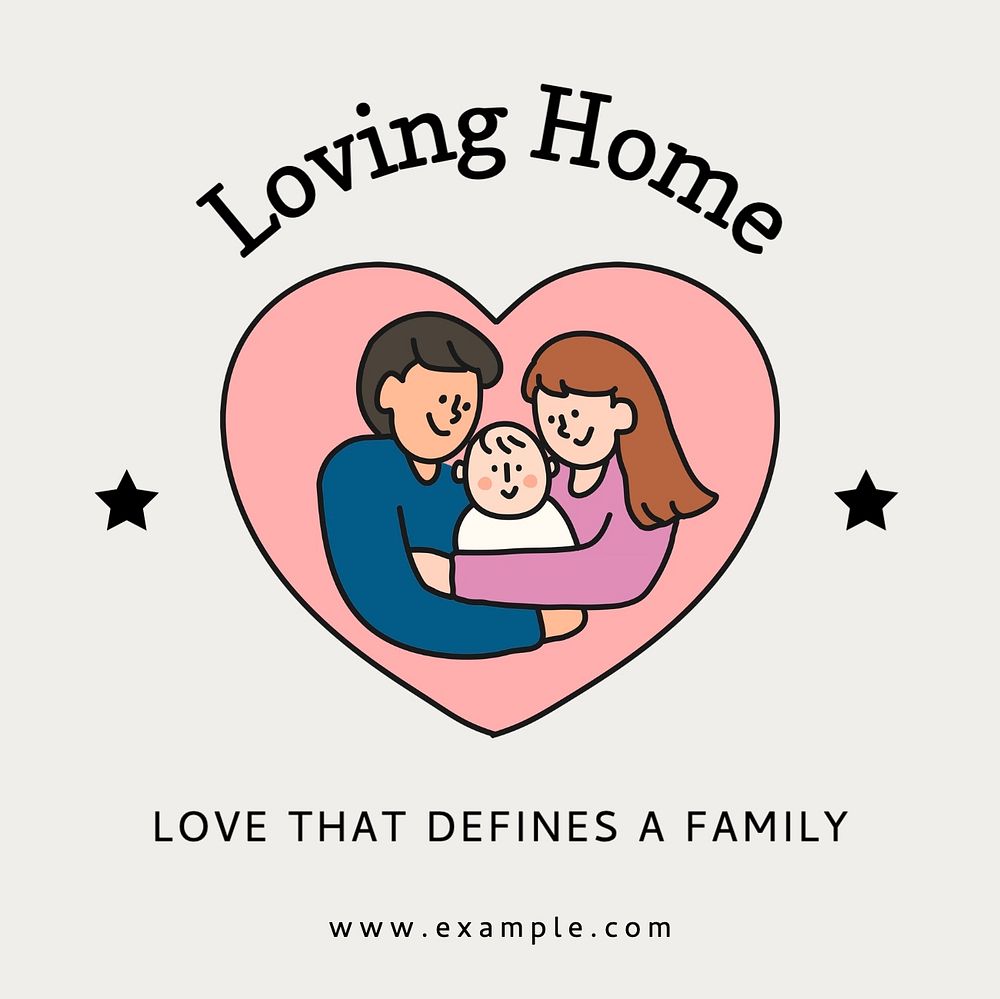 Loving home Instagram post template, editable text