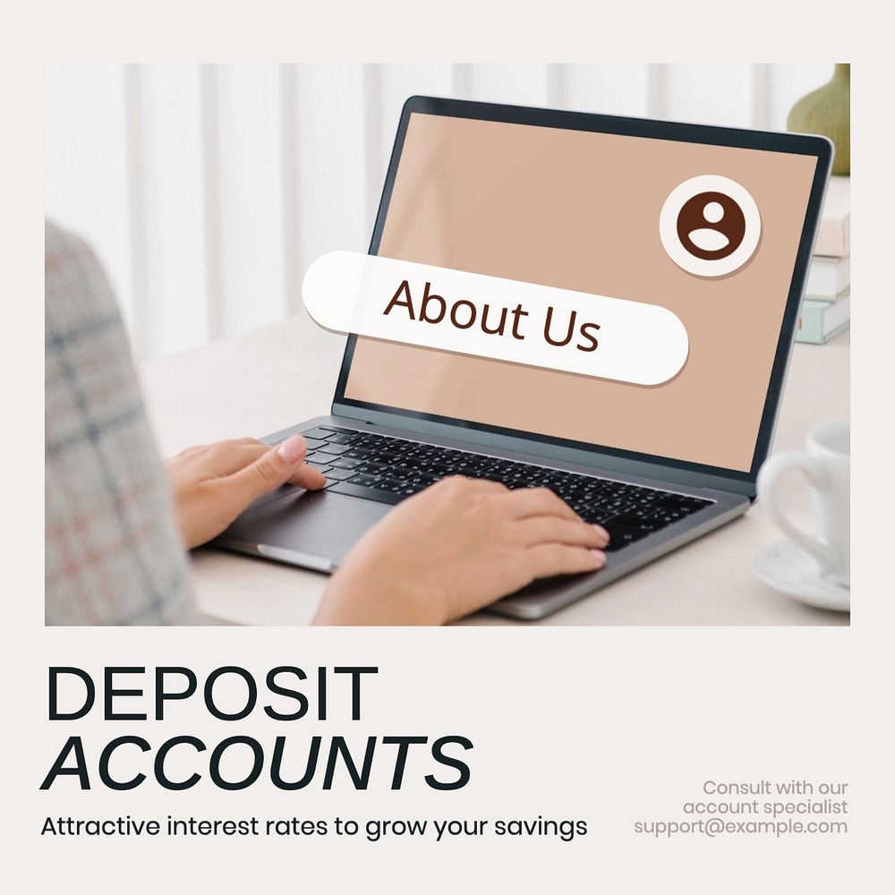 Bank savings account Instagram post template, editable text