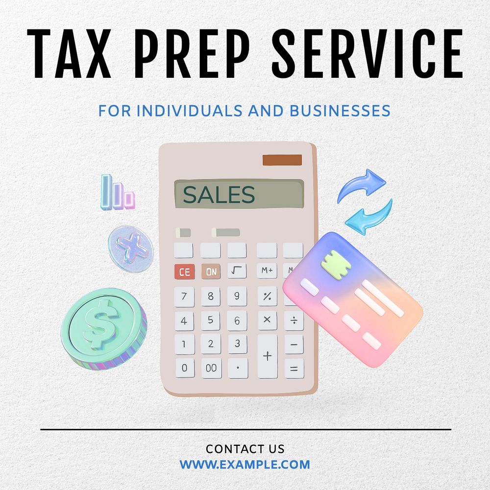 Tax prep service Instagram post template, editable design