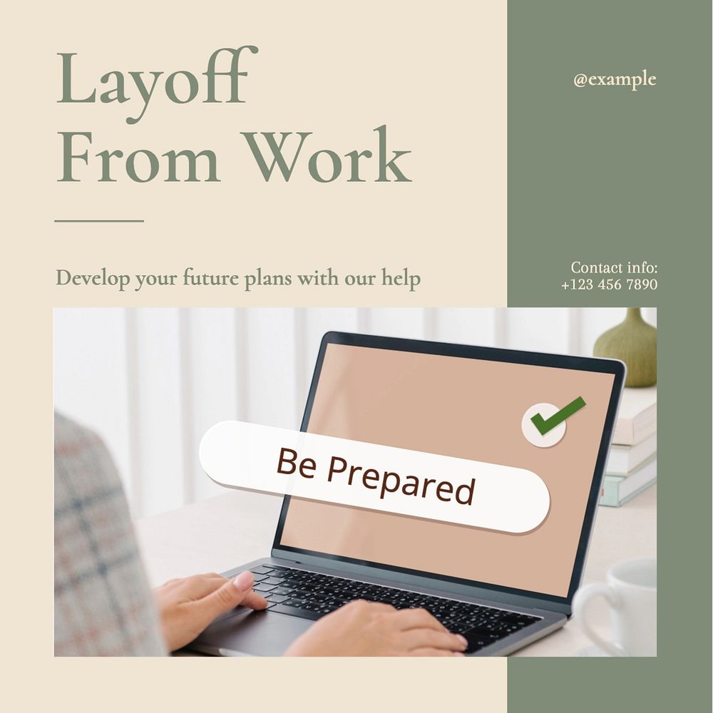 Layoff from work Instagram post template, editable text