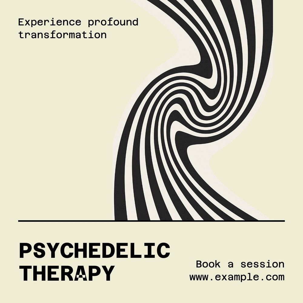 Psychedelic therapy Facebook post template, editable design