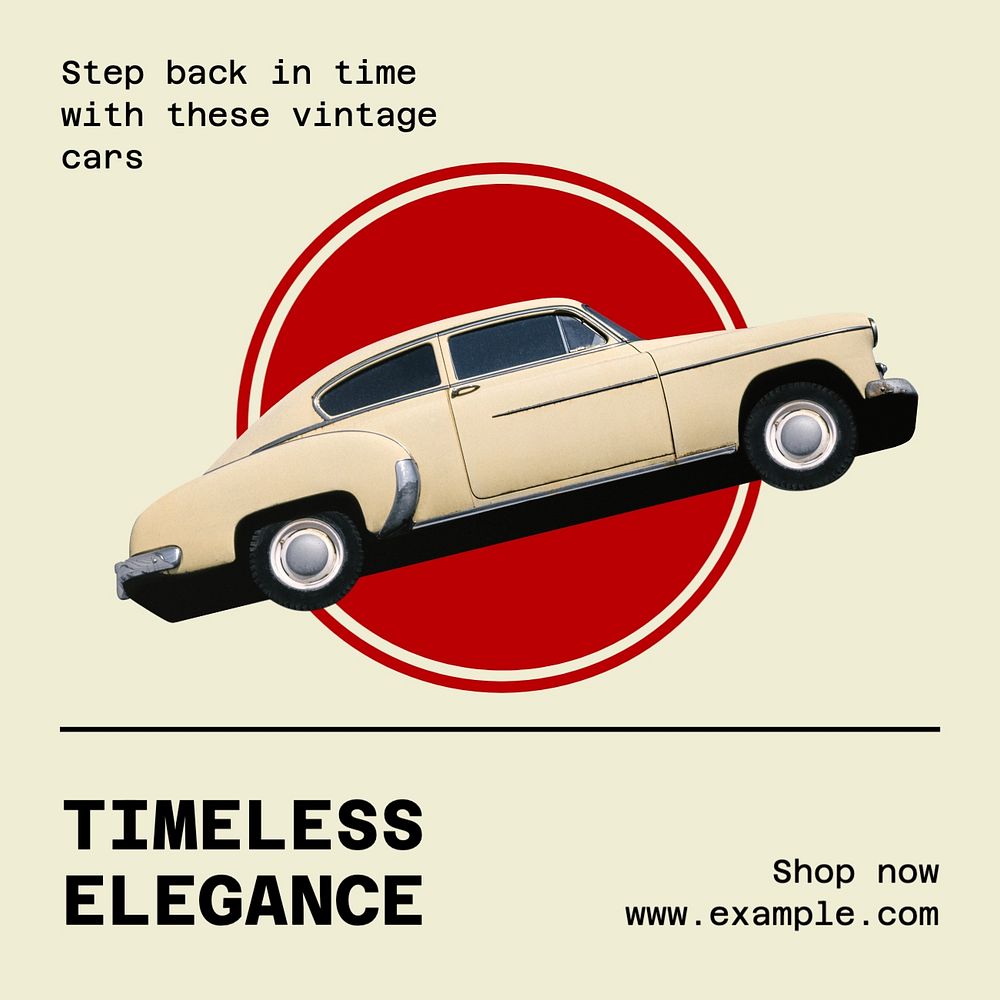 Vintage cars Facebook post template, editable design
