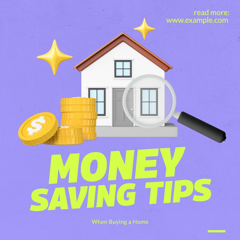 Money saving tips Instagram post template, editable text