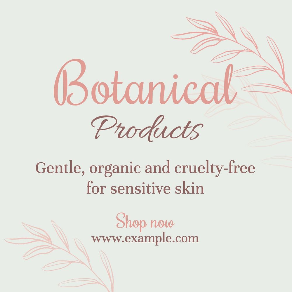 Botanical products Instagram post template, editable text