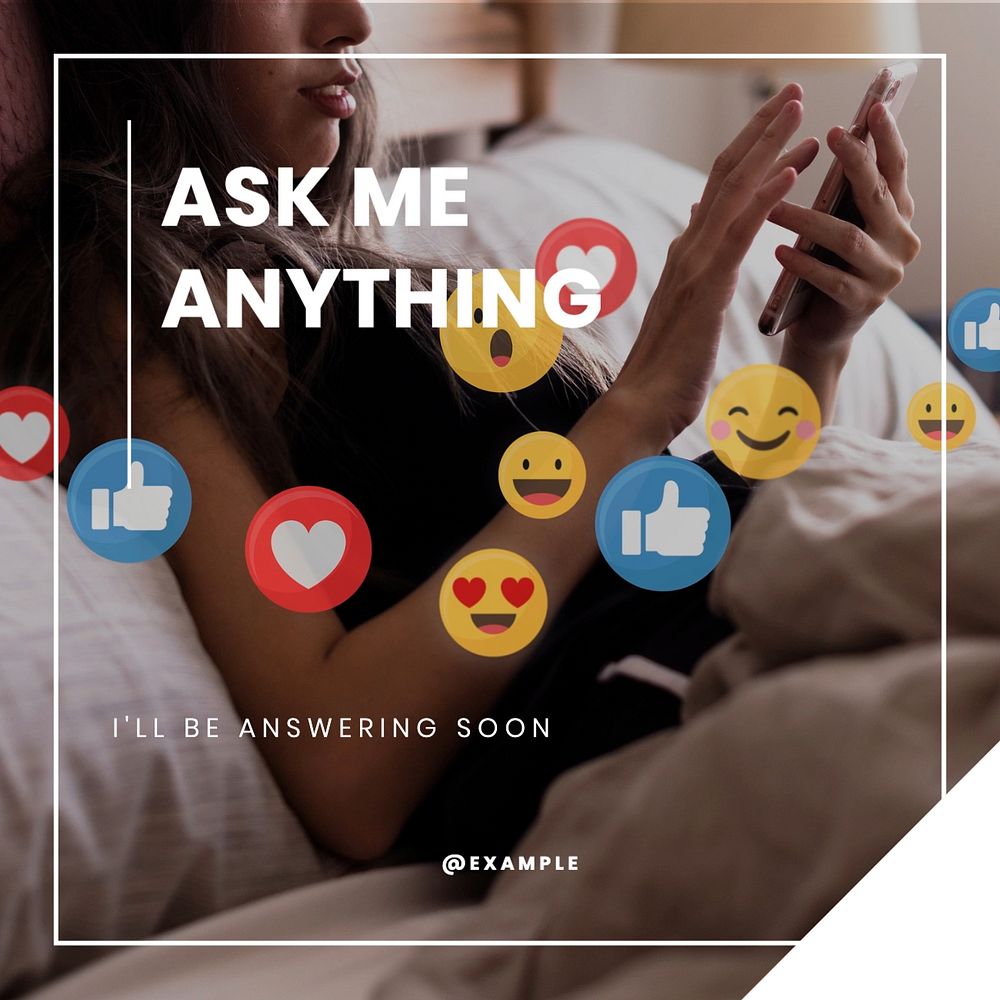 Ask me anything Instagram post template, editable text