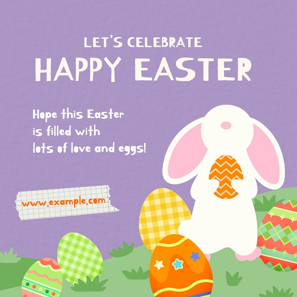 Happy Easter Facebook post template, editable design